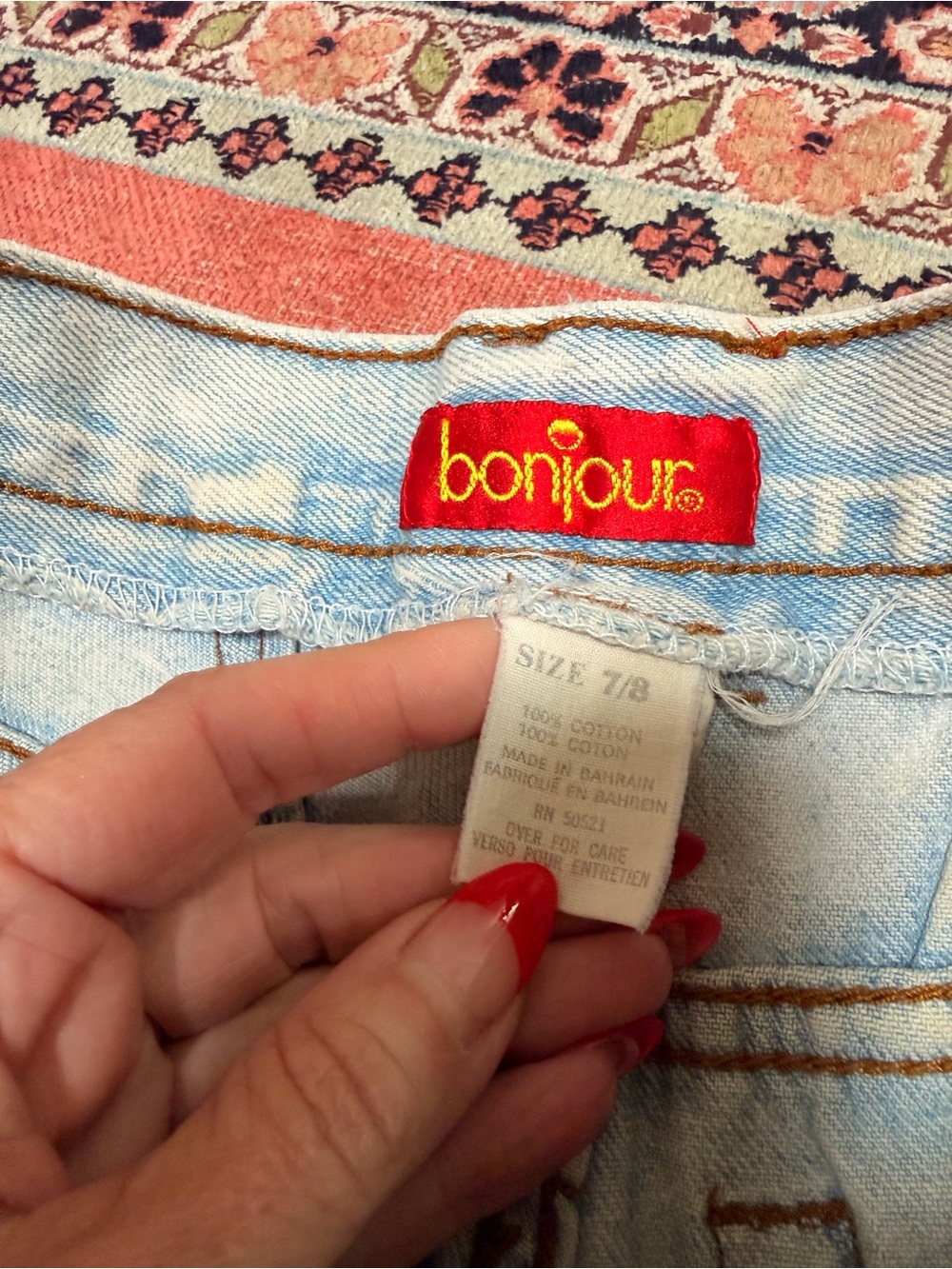 BONJOUR VINTAGE LIGHT WASH HIGH WAIST BOW DETAIL JEANS Sz 26 - Picture 4 of 9